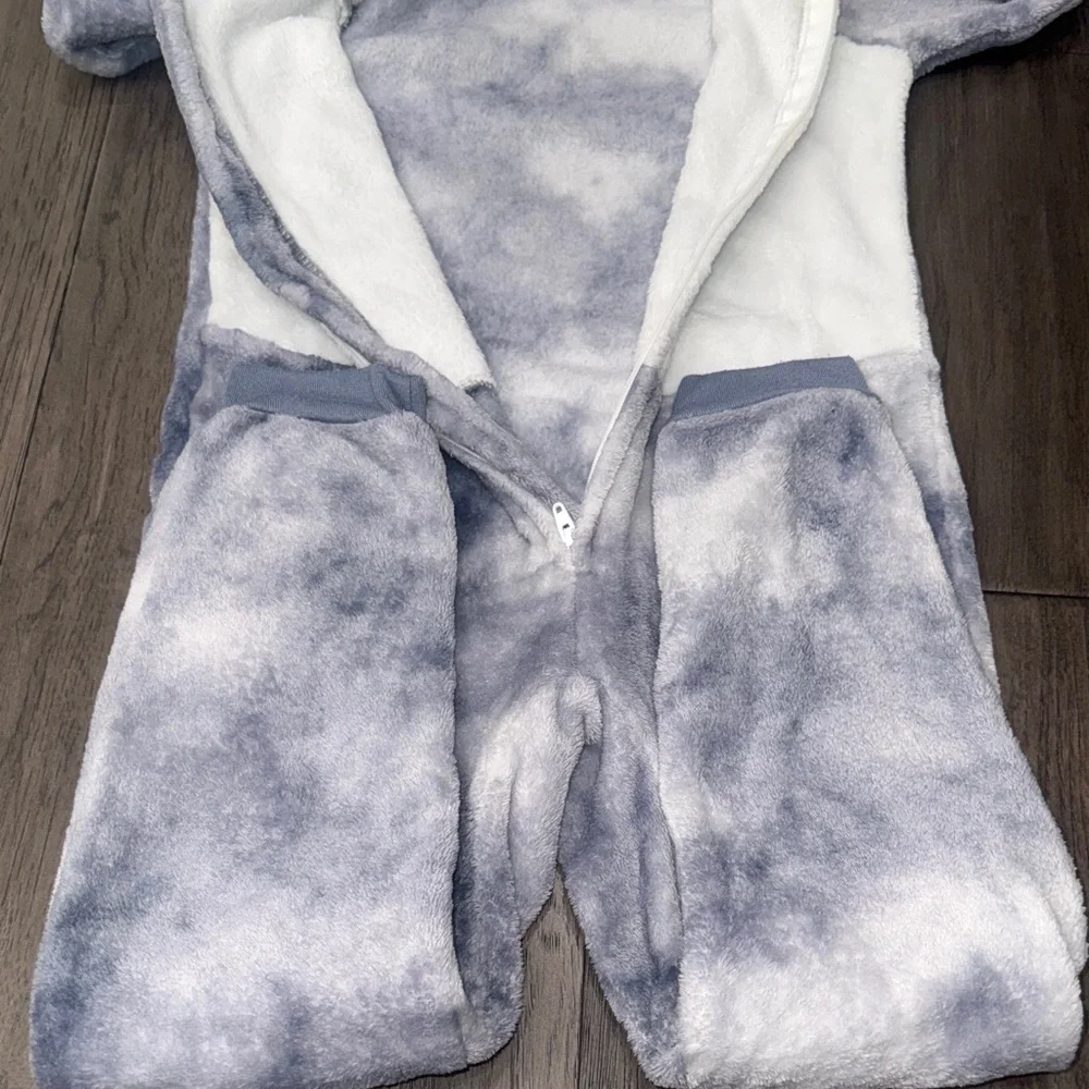 Cozy plush fleece like Panda Kids One Piece hooded pajama footless jumper